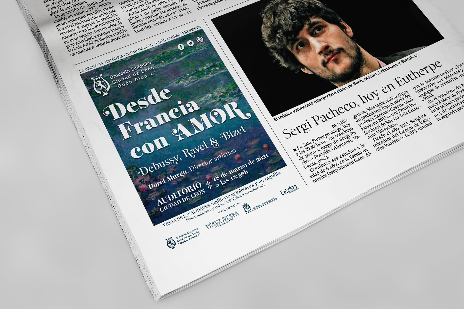 Announcement in the press of the Orchestra for Diario de León